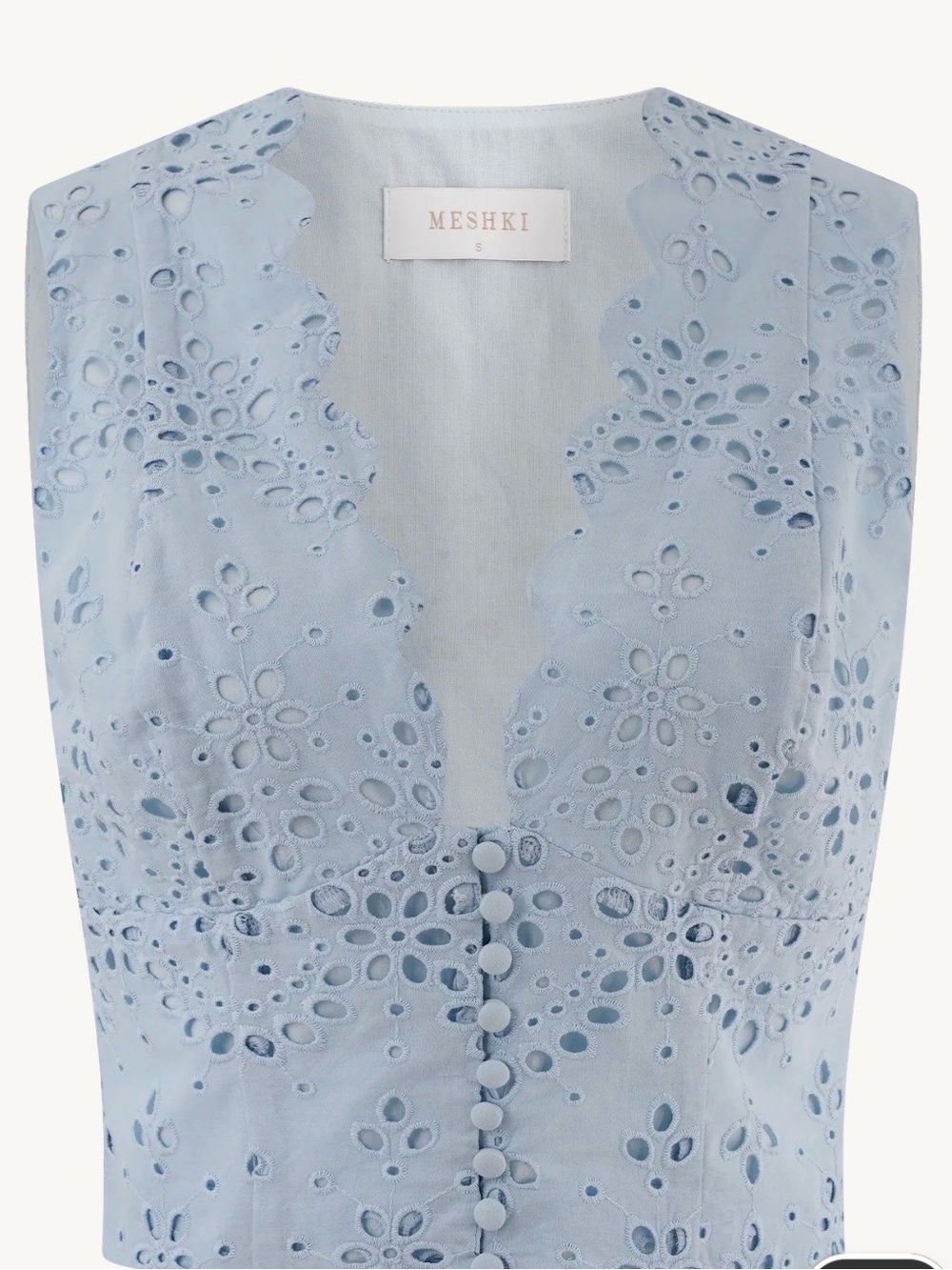 Meshki Pale Blue Strapless Eyelet Lace Dress